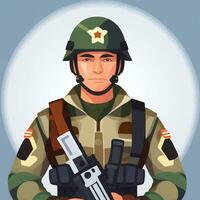 AI generated Soldier Avatar Potrait Icon Clip Art Sticker Decoration Simple Background photo