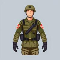 AI generated Soldier Avatar Potrait Icon Clip Art Sticker Decoration Simple Background photo