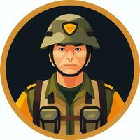 ai generado soldado avatar potrait icono acortar Arte pegatina decoración sencillo antecedentes foto