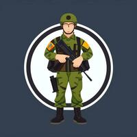 AI generated Soldier Avatar Potrait Icon Clip Art Sticker Decoration Simple Background photo