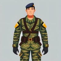 AI generated Soldier Avatar Potrait Icon Clip Art Sticker Decoration Simple Background photo