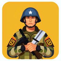 AI generated Soldier Avatar Potrait Icon Clip Art Sticker Decoration Simple Background photo