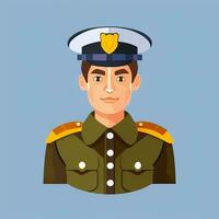 AI generated Soldier Avatar Potrait Icon Clip Art Sticker Decoration Simple Background photo