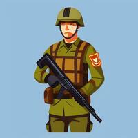 AI generated Soldier Avatar Potrait Icon Clip Art Sticker Decoration Simple Background photo