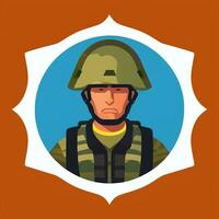 ai generado soldado avatar potrait icono acortar Arte pegatina decoración sencillo antecedentes foto