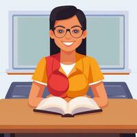 AI generated Teacher Student Study Potrait Icon Clip Art Sticker Decoration Simple Background photo