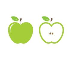 Green apple vector icon. Whole and cut apple fruit vector Design. Vector illustration