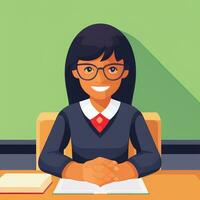 AI generated Teacher Student Study Potrait Icon Clip Art Sticker Decoration Simple Background photo