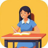 AI generated Teacher Student Study Potrait Icon Clip Art Sticker Decoration Simple Background photo