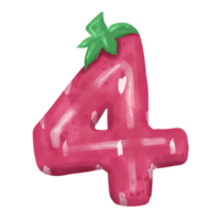 Cute strawberry number png