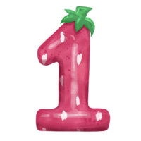 Cute strawberry number png