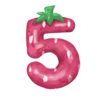 Cute strawberry number png