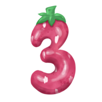 Cute strawberry number png