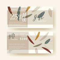 set of gift voucher coupon template with creative elegant abstract design vector