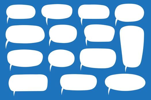 Set of hand drawn speech bubbles. Speak bubble text, cartoon chatting box, message box. Blank empty white speech bubbles. vector