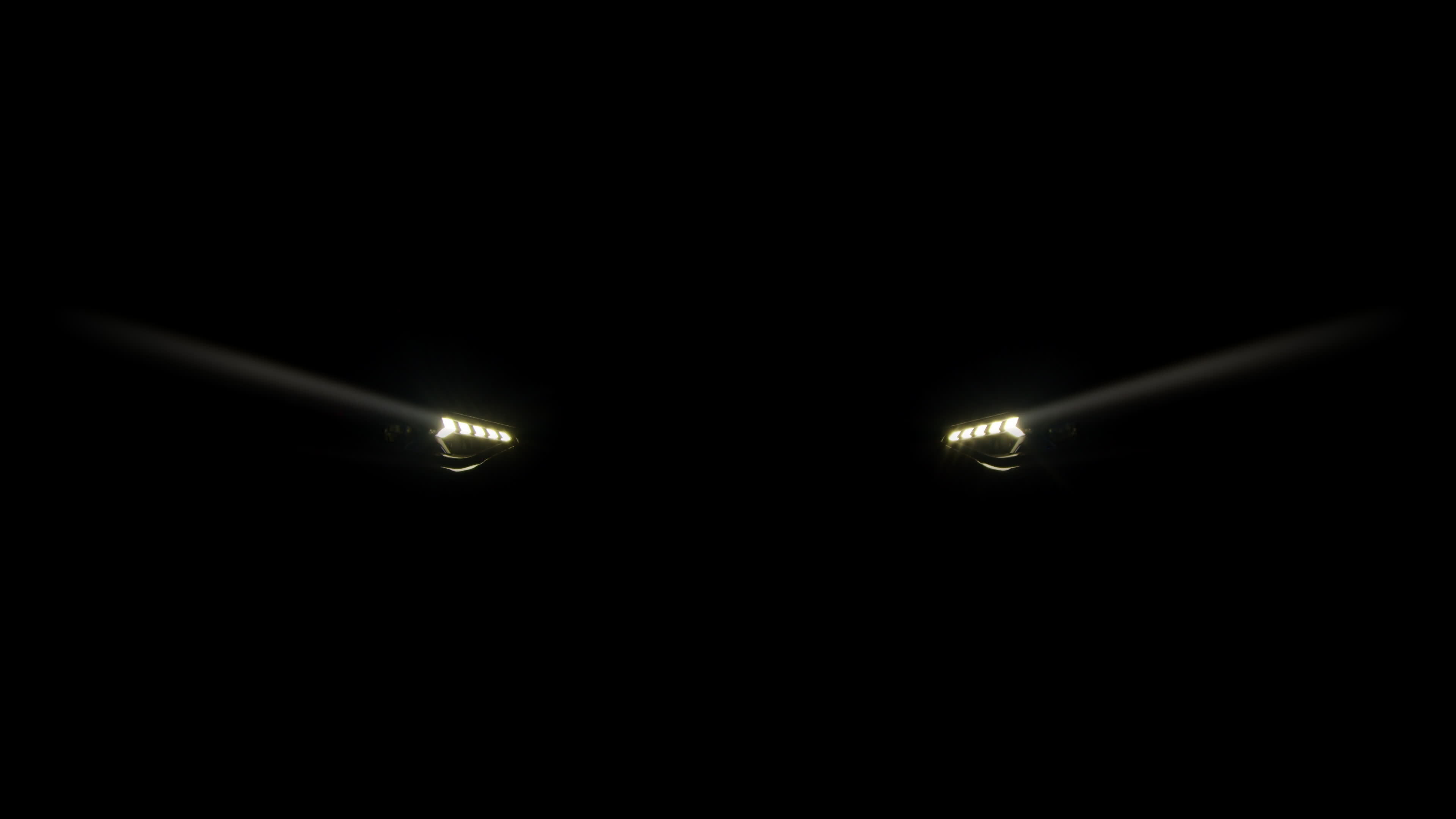 Car headlight blinking in Dark. Sports car Headlight. Switching of car