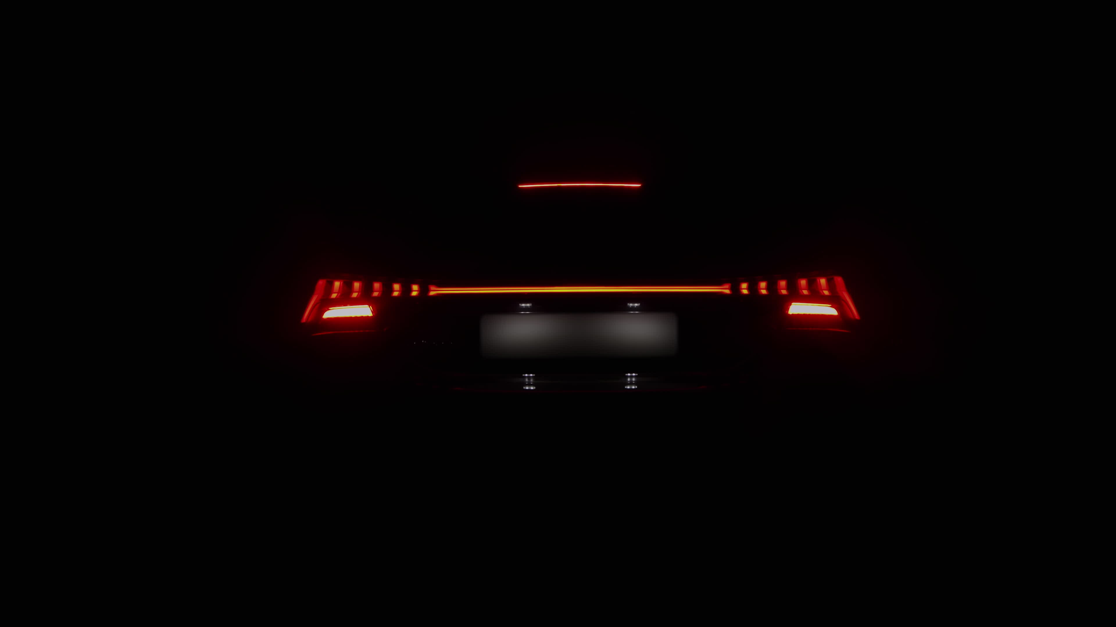 Switching of car LED headlights in night. New modern car headlamp. Car with Headlight Flashing