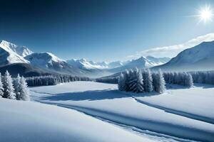 ai generado invierno paisaje detallado nieve hielo ai generativo foto