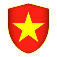 Vietnam flag in shield shape. Vector illustration.