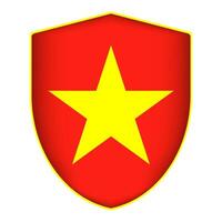 Vietnam flag in shield shape. Vector illustration.