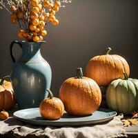 AI generated Autumn Still Life Thanksgiving Harvest Rustic Style Ai Generative photo