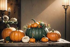 AI generated Autumn Still Life Thanksgiving Harvest Rustic Style Ai Generative photo