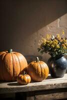 AI generated Autumn Still Life Thanksgiving Harvest Rustic Style Ai Generative photo