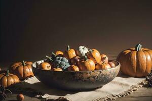 AI generated Autumn Still Life Thanksgiving Harvest Rustic Style Ai Generative photo