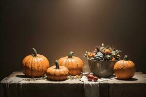 AI generated Autumn Still Life Thanksgiving Harvest Rustic Style Ai Generative photo