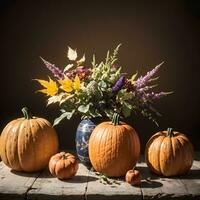 AI generated Autumn Still Life Thanksgiving Harvest Rustic Style Ai Generative photo