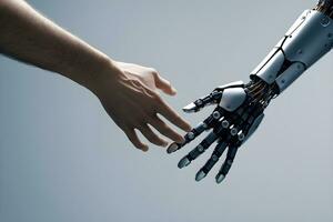 AI generated Close up Handshake Robot and Human Ai Generative photo