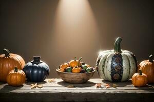 AI generated Autumn Still Life Thanksgiving Harvest Rustic Style Ai Generative photo