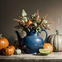 AI generated Autumn Still Life Thanksgiving Harvest Rustic Style Ai Generative photo