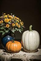 AI generated Autumn Still Life Thanksgiving Harvest Rustic Style Ai Generative photo