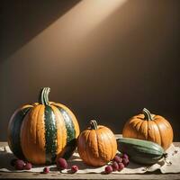 AI generated Autumn Still Life Thanksgiving Harvest Rustic Style Ai Generative photo