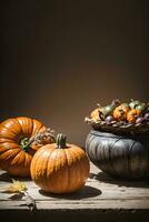 AI generated Autumn Still Life Thanksgiving Harvest Rustic Style Ai Generative photo