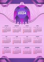 Vector Liquid Purple Calendar 2024 Template