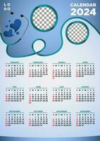 Vector Template Calendar 2024 Hospital Themes