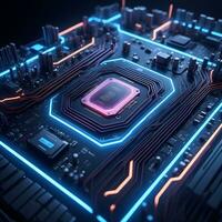 AI generated Closeup Circuitboard Technology Background Ai Generative photo