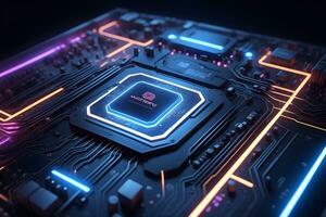 AI generated Closeup Circuitboard Technology Background Ai Generative photo