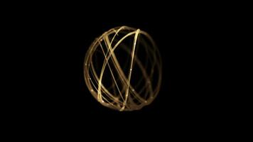 d'or lignes avec briller formant une cercle sur noir Contexte video