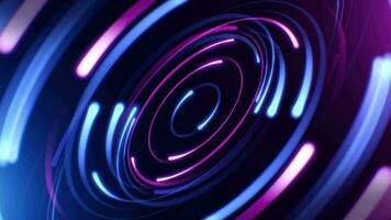 Schleife kreisförmig Blau und lila Licht Hintergrund, im das Stil von Digital Neon- video