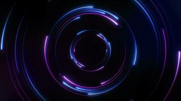ciclo circular azul e roxa luz fundo, dentro a estilo do digital néon video