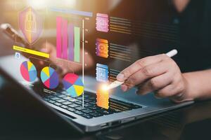 Analytics and Data Management Systems. Business Analytics and Data Management Systems to make reports with KPI  and metrics connected to the database for technology finance photo