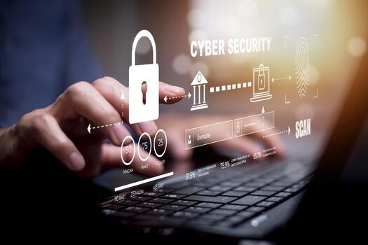 Security password login online Cyber data protection Internet security privacy internet technology concept on virtual screen and data protection hacker alert after a cyber attack on the network. photo