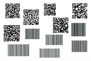 Fake QR code and Barcode set vector illustration.