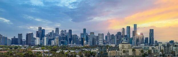 Australia scenic Melbourne downtown skyline panorama near Yarra River and financial business center photo