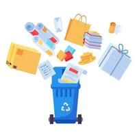 Paper Waste Recycling Cartoon Solid Container vector