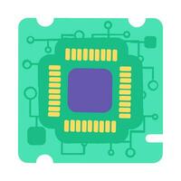 plano mi residuos roto electrónico microprocesador icono vector