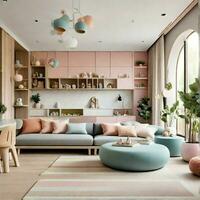 AI generated a family-friendly home interior design that caters to the needs of both adults and children photo